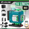 HGLINE Livella Laser Verde HGLINE 4D a 16 Linee con Controllo Remoto APP, Strumento di Misurazione Laser Orizzontale e Verticale, Livella Laser Inclinabile
