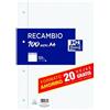 NONE Oxford, fogli quadrati A4 perforati di ricambio. 100 fogli, 4 fori, raccoglitore di ricarica, 80+20 fogli, griglia 4x4, con margine, grammatura 90 g. Linee blu