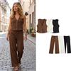 Willshela Set da 2 pezzi moda donna canotte monopetto tinta unita e pantaloni vintage a vita alta elastica pantaloni chic femminili