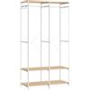 SONGMICS Armadio Portatile per Abiti, Armadio Pieghevole, Appendiabiti, Organizer per Armadio, con Barre per Appendere, Ripiani Portaoggetti, Ganci Rimovibili, 40 x 94,5 x 180 cm, Beige Naturale