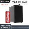 METALFISH T40 Mini ITX Custodia nera Telaio per computer da gioco da 7 litri Supporto per PC compatto trasparente SFX PSU/Raffreddatore da 70 mm/GPU da 36 mm