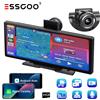 ESSGOO 10.26 "4K 64G Touch Screen portatile Senza fili Bluetooth Stereo CarPlay Android Auto Card Dual Lens Car Dash Cam FM AUX WIFI