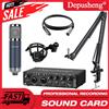 DEPUSHENG Kit Professionale Microfono a Condensatore da Studio con Interfaccia Audio TYPE-C, Scheda Audio e Set di Attrezzature per Podcast e Registrazione