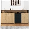 NONE Credenza industriale con tre ante e tre cassetti, cassettiera, mobile da cucina, mobile multiuso, mobile portaoggetti