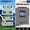 Powgrow Inverter Ibrido Off-Grid POWGROW 5KW 24V 5000VA MPPT, Range 60-450V, Carica PV Max 160A, Potenza di Picco 10KW, Efficienza 93.5%, Funzionamento Senza Batteria, Per Uso Domestico