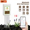 yieryi Tester del Suolo Bluetooth 8 in 1, Misuratore NPK PH EC Ricaricabile, Sensore Intelligente di Umidità e Temperatura del Terreno per Giardino e Serra