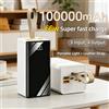 Hinne Power Bank da 100000mAh con ricarica super rapida da 66W, display digitale intelligente, design a specchio a schermo intero, cordino in pelle, fonte di alimentazione portatile di grande capacità, luce
