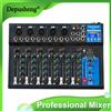 Depusheng HT7 Mixer Audio Portatile Bluetooth USB, Console di Mixaggio DJ con Jack MP3, Alimentazione 48V per Registrazione su Computer, Mixer a 7 Canali per Registrazioni in Studio