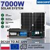 SOECOPO Kit Completo Sistema Solare Off-Grid 7000W di Picco, Pannello Solare Flessibile + Inverter di Potenza Serie D da 750W + Regolatore Solare LCD, da DC 12V a AC 220V, Spedizione Veloce da