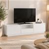 Dmora - Mobile porta TV Lovere, Credenza da soggiorno, Armadio basso per TV, Base parete attrezzata, 160x30 h42 cm, Bianco