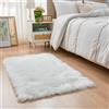 YIHAIC Faux tappetto di pelle di pecora tappeto, Pecora Agnello imitazione pelliccia sintetica decorativa, adatto per tappeto per soggiorno, tappetino per il letto (Bianco, Rectangle 60 x 90 CM)