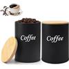 YOYEAH Set 2 Lattine caffè Ermetiche 500ml, Contenitore Chicchi caffè 1kg con Coperchio bambù, Latta Sottovuoto per caffè Macinato, Capsule, Cucina, Casa