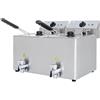 Friggitrice elettrica da banco a due vasche 8 +8 litri con rubinetto di scarico