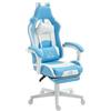 HOMCOM Sedia da Gaming Reclinabile con Poggiapiedi e Cuscini, in Similcuoio e Spugna, 65x62x116-124 cm, Bianco e Rosa
