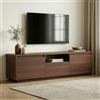 Dmora Mobile Porta TV Lovere 160x30x42h cm Marrone Noce Un Ripiano 3 Ante, 4 Vani