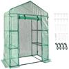 VEVOR Serra Portatile con Ripiani Telone in PE Porta Arrotolabile 141 x 74,5 x 205 cm Carico Massimo 15kg da Giardino Cortile Terrazza Struttura Pieghevole, Serra con Ripiani per Piante Fiori Verdure
