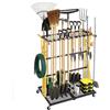 VEVOR Organizzatore per Attrezzi da Giardino con Ruote Flessibili Nero, Scaffale Metallico per Garage, per Rastrelli, Pale, Scope e Attrezzi Agricoli a Manico Lungo, Struttura Robusta in Acciaio