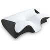 Generico Cuscino Ortopedico, 2 in 1 Cuscino Ergonomico in Memory Foam (Bianco Nero)