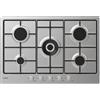 Candy CHW74WX Piano Cottura da Incasso a Gas 75 cm 5 Fuochi Acciaio Inox TIMELESS