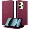 CASAFUNY Custodia per Xiaomi Redmi Note 14 4G Ultra Cover a Libro Portafoglio in Pelle PU Protettiva Flip Caso Custodia per Xiaomi Redmi Note 14 4G, Rosa rossa