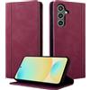 CASAFUNY Custodia per Samsung Galaxy S25 FE Cover a Libro Portafoglio in Pelle PU Protettiva Flip Caso Custodia per Samsung Galaxy S25 FE 5G, Rosa rossa
