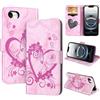 CASAFUNY Cover compatibile con iPhone 16e, Premium Pelle PU Portafoglio Custodia Magnetica Flip Wallet Case Protettiva Caso con Kickstand Carte Slot, Rosa