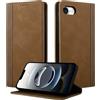 CASAFUNY Custodia per iPhone 16e Ultra Cover a Libro Portafoglio in Pelle PU Protettiva, Flip Caso Custodia per iPhone 16e, Marrone