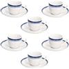 Tognana Filo Blu, Confezione 6 tazze caffè 80 cc con piatto, porcellana, blu