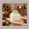LUCGEL SRL Scatola Porta Panettone Basso da 1 Kg in Cartoncino Bianco grafica effetto pelle 245x245x130mm 10 pezzi