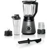 Bosch Elettrodomestici Bosch MMB6177S Frullatore, 1200 W, 4 Lame in Acciaio Inox, Argento | VitaPower Serie 4, Frullatore, Include: Bicchiere 1.5L, Borraccia Portatile 0.6L, Tritatutto, Pestello, Made in Europe