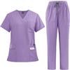 PengGengA Divisa Sanitaria Donna Uniforme Medico Set con Casacca e Pantalone Abbigliamento da Lavoro Multitasche