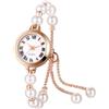 JewelryWe Orologio Bracciale da Donna con Perle: Orologio Piccolo Elegante Senza Numero Colore Oro-rosa in Acciaio Inossidabile Leggero Idee Regalo