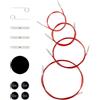Ruidi Set di 4 cavi intercambiabili per ferri circolari intercambiabili Ruidi (Nylon Rosso, 38cm, 57cm, 76cm, 94cm)