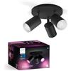 Philips Hue Fugato, Faretto da soffitto, 3 luci, Nero | Smart LED, Luce bianca o colorata, 350 lm, Dimmerabile, 16 milioni di colori, Compatibile con Amazon Alexa (Echo, Echo Dot)