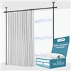 JILRON Set completo di tende divisorie (1 tenda bianca: 213 x 270 cm (altezza x larghezza; barra: 109-305 x larghezza 89-254 cm), ideale per case in affitto, uffici temporanei e appartamenti.