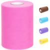 Glarks 1 rotolo da 15 cm x 100 iarde (300 piedi) di tessuto in tulle rosso rosa, rocchetto di tessuto in organza per tulle per gonna a ruota fai da te, decorazioni per baby shower, sfondo per