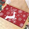 Garvee Zerbino Natalizio Ingresso Esterno Interno 40x60cm - Tappeto Asciugapassi Antiscivolo Rosso con Cervi e Fiocchi di Neve - Decorazioni Natale Casa - Lavabile e Resistente