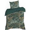 EUROFIRANY | Set letto - Set copripiumino - 140 x 200 cm - Verde oro - Mosaico - Biancheria da letto - 100% cotone
