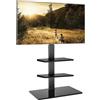FITUEYES Supporto per TV da 32-43, 55 e 60 pollici - Inclinazione regolabile a 70° e altezza regolabile - Supporto universale per pavimento con ripiano - Compatibile con standard VESA fino a 600x400mm - Colore: nero