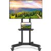 Rfiver Supporto mobile per schermi LCD, LED, OLED 4K, smart, piatti e curvi, da 32 a 80 pollici - Televisore - Carrello - Supporto con rotelle per laptop e DVD - Ripiano