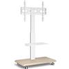 Rfiver Supporto per televisore con ruote - TV - - Inclinazione di 30° - Regolabile in altezza - Per televisori da 66 a 178 cm (26-70 pollici) - Legno - Bianco - Alto con ripiano - Massimo 35 kg