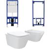 Parama Kit coppia sanitari sospesi WC e bidet con sistema di scarico da incasso e telaio per bidet mod. Kyoto bianco opaco