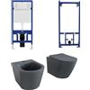 Parama Kit coppia sanitari sospesi WC e bidet con sistema di scarico da incasso e telaio per bidet mod. Vienna grigio opaco