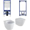 Parama Kit coppia sanitari sospesi WC e bidet con sistema di scarico da incasso e telaio per bidet mod. Vienna bianco opaco