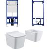Parama Kit coppia sanitari sospesi WC e bidet con sistema di scarico da incasso e telaio per bidet mod. Londra bianco lucido