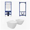 Parama Kit coppia sanitari sospesi WC e bidet con sistema di scarico da incasso e telaio per bidet mod. Sydney bianco opaco