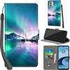 PHINIENLAND Cover per Motorola Moto G14 custodia portafoglio Aurora | 3 scomparti carte, 1 tasca banconote, Chiusura magnetica, Supporto, Pelle PU flip cover per Moto G14