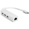 PUSOKEI Adattatore da USB a Ethernet, Adattatore di Rete LAN Ethernet USB-C, con 3 Porte USB 2.0, Convertitore Adattatore Ethernet RJ45 24 Pin 100M, per XP/7/8/OS X(Bianca)