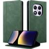 CASAFUNY Custodia per Xiaomi Redmi Note 14 Pro 4G Ultra Cover a Libro Portafoglio in Pelle PU Protettiva Flip Caso Custodia per Xiaomi Redmi Note 14 Pro 4G, Verde