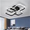 Comely Plafoniera LED, Nero 4 Luce 60W 6750LM Lampada da Soffitto LED | Lampada da Soffitto LED Bianca Fredda 6500K, Lampadario Moderno per Soggiorno Camera da Letto, Cucina, Sala da Pranzo